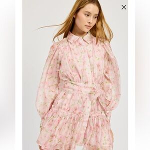 En Saison Josette Floral Long Sleeve Mini Shirtdres